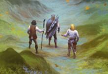 Three armored warriors in a verdant valley